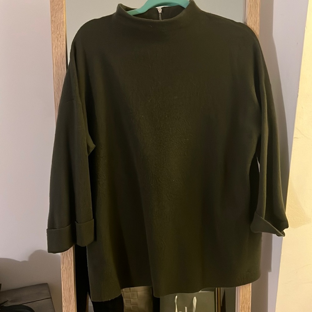 Olive green Tahari mock neck sweater